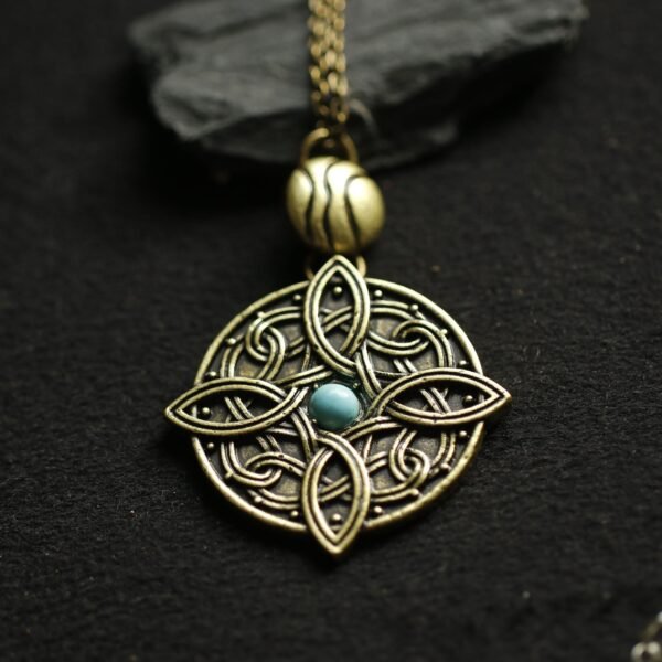 Antique Bronze Turquoise Necklace Pendant Gift