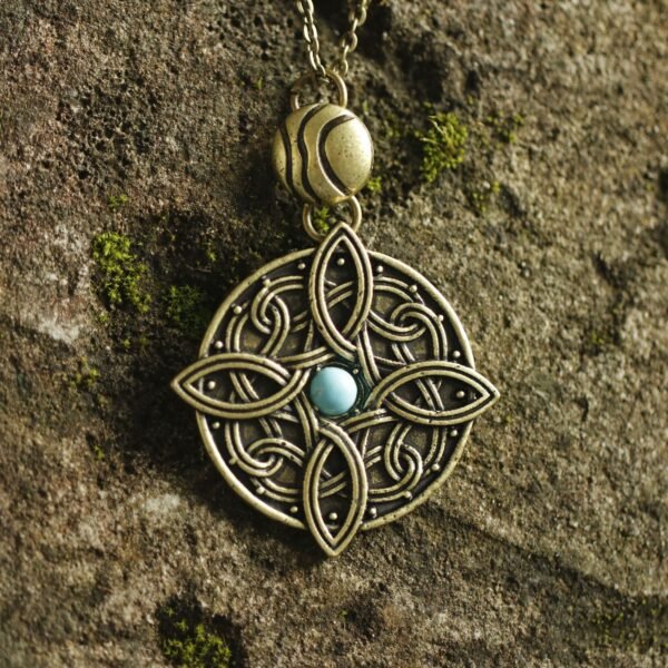 Antique Bronze Turquoise Necklace Pendant Gift