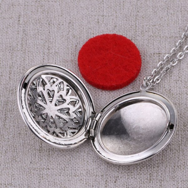 Antique Silver Aromatherapy Essential Oil Diffuser Necklace Flower of Life Lockets Pendant Long Necklace
