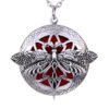 Antique Silver Aromatherapy Lockets Pendant Essential Oil Diffuser Long Necklace Baroque Dragonfly Aroma Jewelry + Gift Pouch