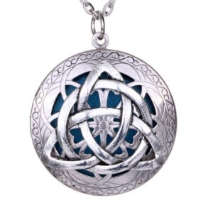 Antique Silver Celtics Knots Locket Essential Oil Diffuser Exquisite Pendant Necklace Jewelry Bohemia Style Gift Pouch