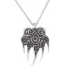 Antique Silver Vikings Knots Claw Pendant Necklace Men's Wildlife Amulet Necklace Jewelry
