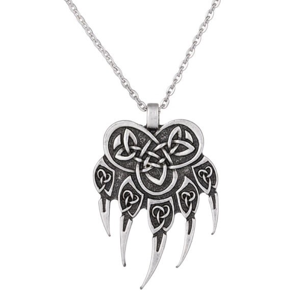 Antique Silver Vikings Knots Claw Pendant Necklace Men's Wildlife Amulet Necklace Jewelry