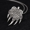 Antique Silver Vikings Knots Claw Pendant Necklace Men's Wildlife Amulet Necklace Jewelry