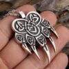 Antique Silver Vikings Knots Claw Pendant Necklace Men's Wildlife Amulet Necklace Jewelry