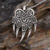 Antique Silver Vikings Knots Claw Pendant Necklace Men's Wildlife Amulet Necklace Jewelry