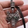 Viking Magic~Antiquing Rune bead Viking Wolf Head Necklace Blue Eye Necklace Nordic Fashion Jewelry Amulet