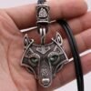 Viking Magic~Antiquing Rune bead Viking Wolf Head Necklace Blue Eye Necklace Nordic Fashion Jewelry Amulet
