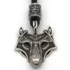 Viking Magic~Antiquing Rune bead Viking Wolf Head Necklace Blue Eye Necklace Nordic Fashion Jewelry Amulet