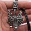 Viking Magic~Antiquing Rune bead Viking Wolf Head Necklace Blue Eye Necklace Nordic Fashion Jewelry Amulet