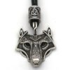Viking Magic~Antiquing Rune bead Viking Wolf Head Necklace Blue Eye Necklace Nordic Fashion Jewelry Amulet