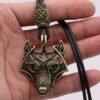 Viking Magic~Antiquing Rune bead Viking Wolf Head Necklace Blue Eye Necklace Nordic Fashion Jewelry Amulet