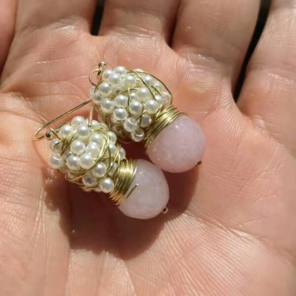 Aquamarine earrings with big faceted aquamarine and silver pearls earrings