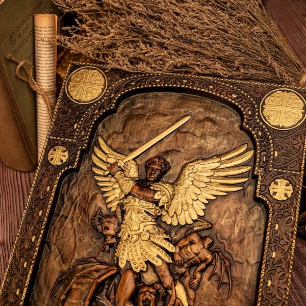 Archangel Michael Defeated Satan Christian Plaque Living Room Bedroom Religious Home Decor Mural Saint Michael Vintage Wall Art