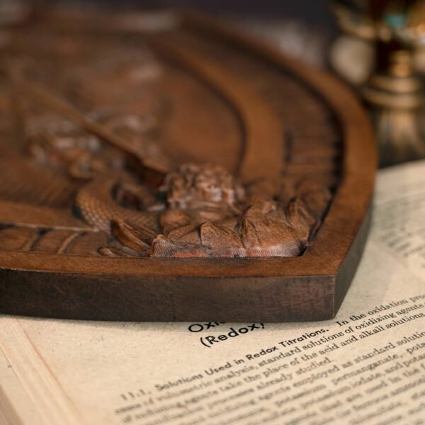 Archangel Michael Shield, Handmade Christian Sculpture, Wooden Icon, Wall Hanging Vintage Wall Art, 14 Inch, Free Shipping