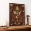 Archangel Michael Square Wooden Icon Guardian Angel Statue, Religious Home Church Wall Decor, Christian Artwork