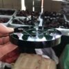 Asian Rare Natural Obsidian 7 Stars Array Plate Base Seven Chakra Reiki Healing Crystal Ball Stand Decorate 3.9"