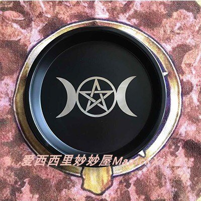 Astrology Pentagram Candlestick table altar plate Triquetra Divination Wicca ceremony Accessories