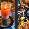 Astrology Pentagram Candlestick table altar plate Triquetra Divination Wicca ceremony Accessories
