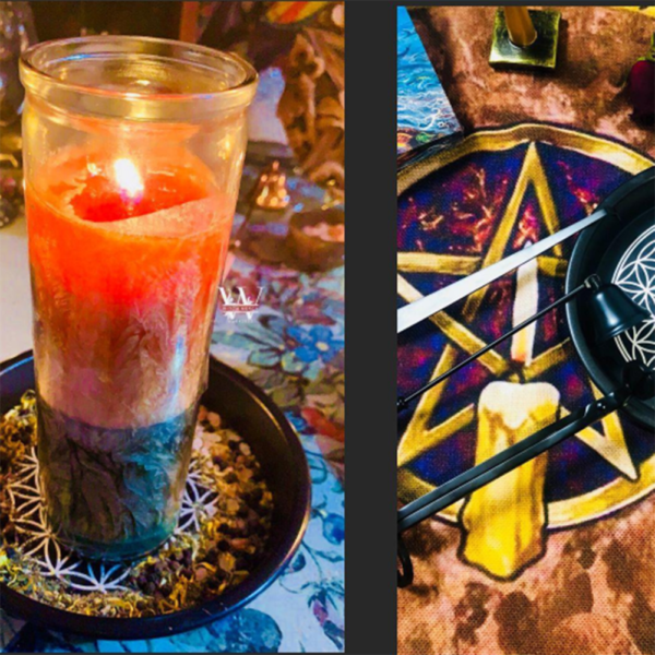 Astrology Pentagram Candlestick table altar plate Triquetra Divination Wicca ceremony Accessories