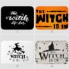 Bathroom Mat The Witch Is In Pattern Rubber Mat Halloween Carpet for Bedroom Kitchen Door Felt Rug Party Decor 15.7*23.6in