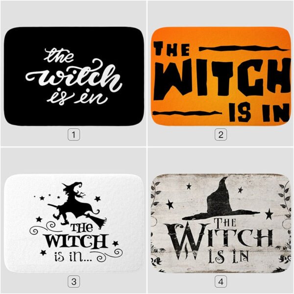 Bathroom Mat The Witch Is In Pattern Rubber Mat Halloween Carpet for Bedroom Kitchen Door Felt Rug Party Decor 15.7*23.6in