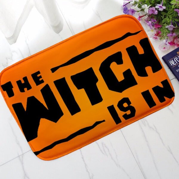 Bathroom Mat The Witch Is In Pattern Rubber Mat Halloween Carpet for Bedroom Kitchen Door Felt Rug Party Decor 15.7*23.6in