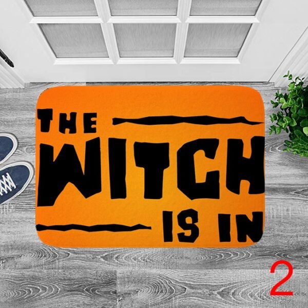 Bathroom Mat The Witch Is In Pattern Rubber Mat Halloween Carpet for Bedroom Kitchen Door Felt Rug Party Decor 15.7*23.6in