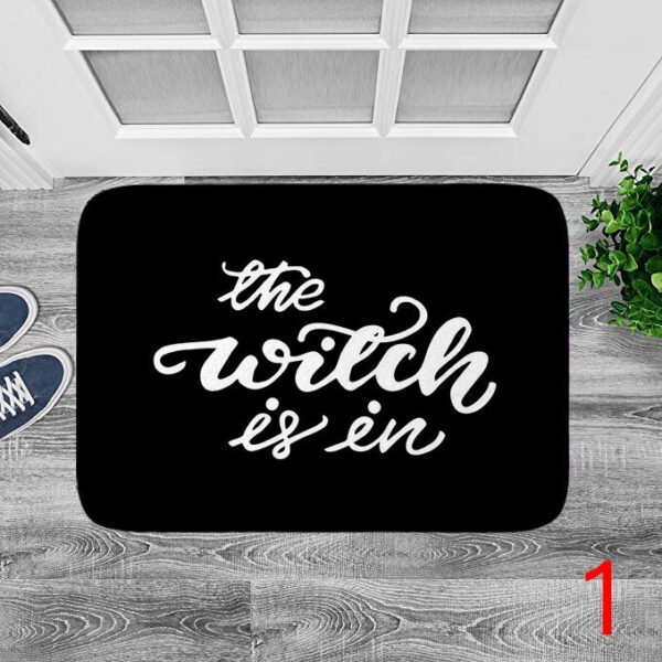 Bathroom Mat The Witch Is In Pattern Rubber Mat Halloween Carpet for Bedroom Kitchen Door Felt Rug Party Decor 15.7*23.6in