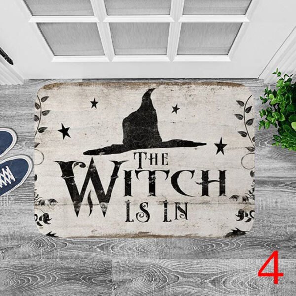 Bathroom Mat The Witch Is In Pattern Rubber Mat Halloween Carpet for Bedroom Kitchen Door Felt Rug Party Decor 15.7*23.6in