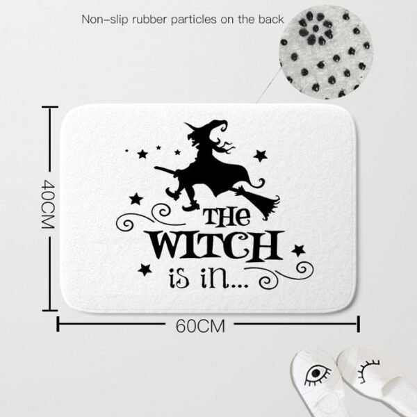 Bathroom Mat The Witch Is In Pattern Rubber Mat Halloween Carpet for Bedroom Kitchen Door Felt Rug Party Decor 15.7*23.6in