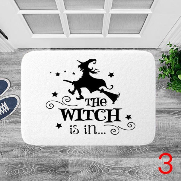 Bathroom Mat The Witch Is In Pattern Rubber Mat Halloween Carpet for Bedroom Kitchen Door Felt Rug Party Decor 15.7*23.6in