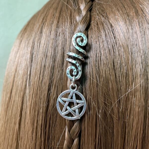 Beads Skull Raw Crystal Pentagram Viking Spiral Sneak Beaded Wicca Hair Braids Vintage  Witchcraft Accessories