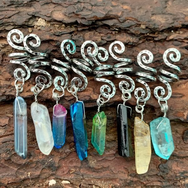 Beads Skull Raw Crystal Pentagram Viking Spiral Sneak Beaded Wicca Hair Braids Vintage  Witchcraft Accessories