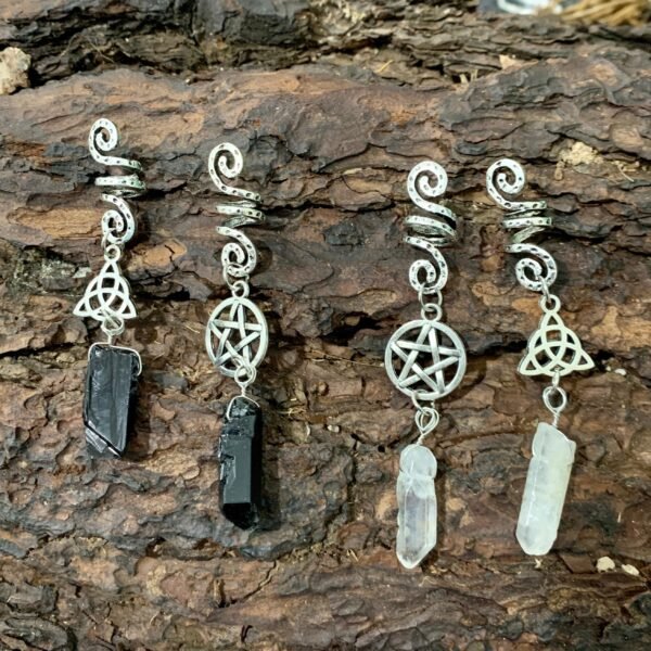 Beads Skull Raw Crystal Pentagram Viking Spiral Sneak Beaded Wicca Hair Braids Vintage  Witchcraft Accessories