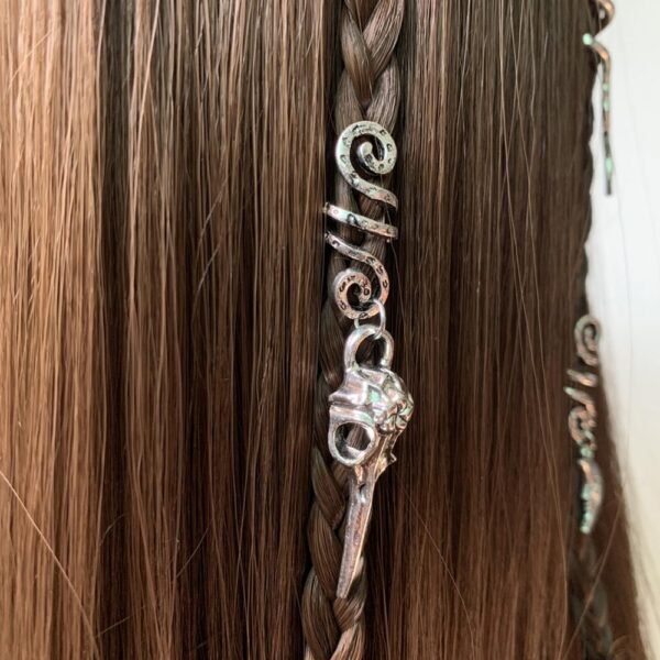 Beads Skull Raw Crystal Pentagram Viking Spiral Sneak Beaded Wicca Hair Braids Vintage  Witchcraft Accessories