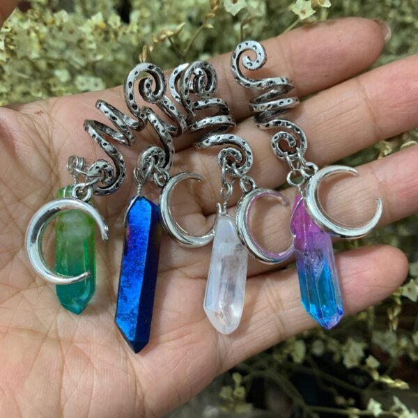 Beads Skull Raw Crystal Pentagram Viking Spiral Sneak Beaded Wicca Hair Braids Vintage  Witchcraft Accessories