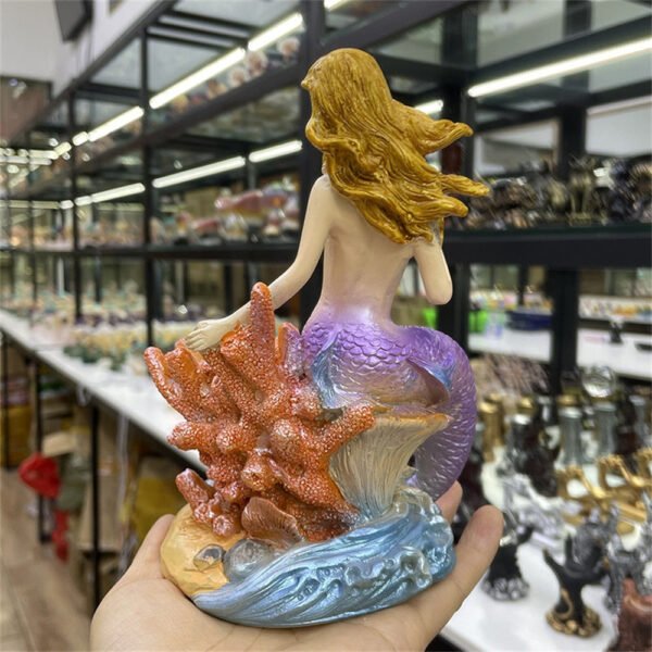 Beautiful Mermaid Coral Shell Resin Crafts Crystal Ball Base Sphere Stand Furniture Desktop Ornaments Home Decoration