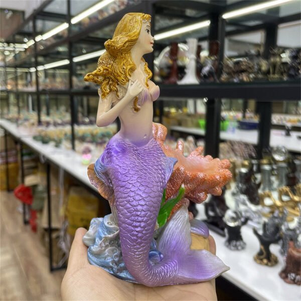 Beautiful Mermaid Coral Shell Resin Crafts Crystal Ball Base Sphere Stand Furniture Desktop Ornaments Home Decoration