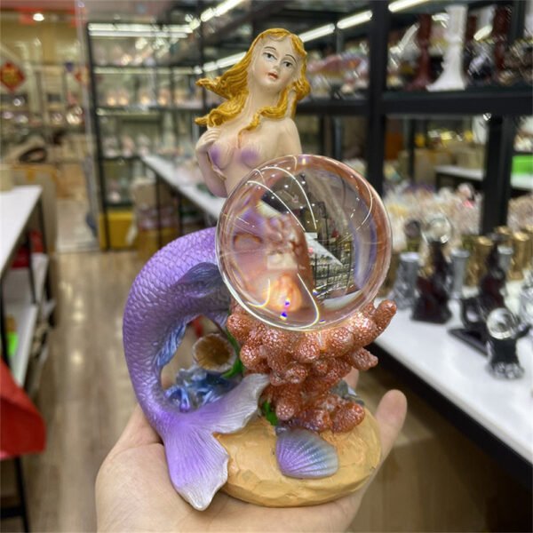 Beautiful Mermaid Coral Shell Resin Crafts Crystal Ball Base Sphere Stand Furniture Desktop Ornaments Home Decoration