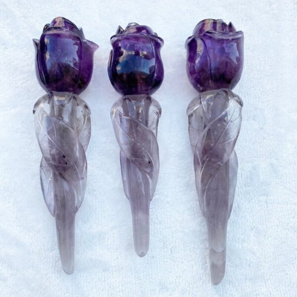 Beautiful Natural Amethyst Quartz Gemstone Hand Carved Crystal Rose Jewelry For Gift|Stones|