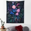 Bee Tapestry Wall Hanging Psychedelic Flower Botanic Moon Wall Tapestry for Living Room Bedroom Dorm Tarot Wall Art Home Decor