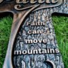 Beech solid wood carved faith wood cross decoration, spiritual wall sign, christian tabletop sign, inspirational minimalism