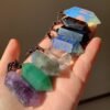 Big Natural Stone Crystal Jewelry Lapis Amethysts Opal Pink Quartz Obsidian Bullet Hexagonal Pendulum Pendant Necklace Amulet