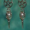 Bird Skull Earrings Witch Jewelry Gothic Earrings Pentagram Crow Skull Gothic Pagan Earrings Gift Wiccan