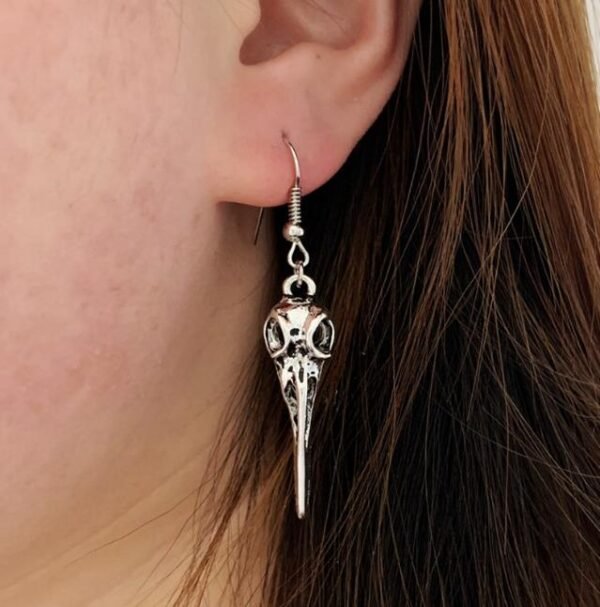Bird Skull Earrings Witch Jewelry Gothic Earrings Pentagram Crow Skull Gothic Pagan Earrings Gift Wiccan
