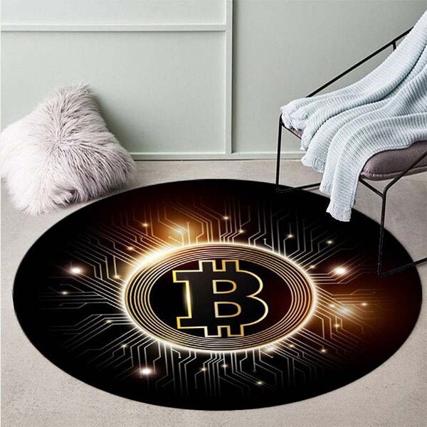 Bitcoin Rug, Bitcoin Carpet, Round Rug,Round Carpet,Bitcoin Pattern Rug,Popular Rug,Themed Rug