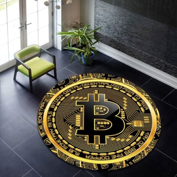Bitcoin Rug, Bitcoin Carpet, Round Rug,Round Carpet,Bitcoin Pattern Rug,Popular Rug,Themed Rug