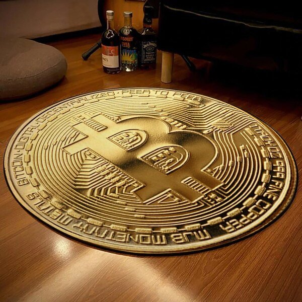 Bitcoin Rug, Bitcoin Carpet, Round Rug,Round Carpet,Bitcoin Pattern Rug,Popular Rug,Themed Rug