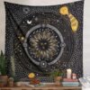 Black And White Sun Starry Tapestry Wall Hanging Planet Universe Moon Wall Tapestries For Living Room Bedroom Home Decor